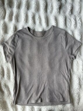 Urban Outfitters BDG Ribbed Short Sleeve Tee - Grey